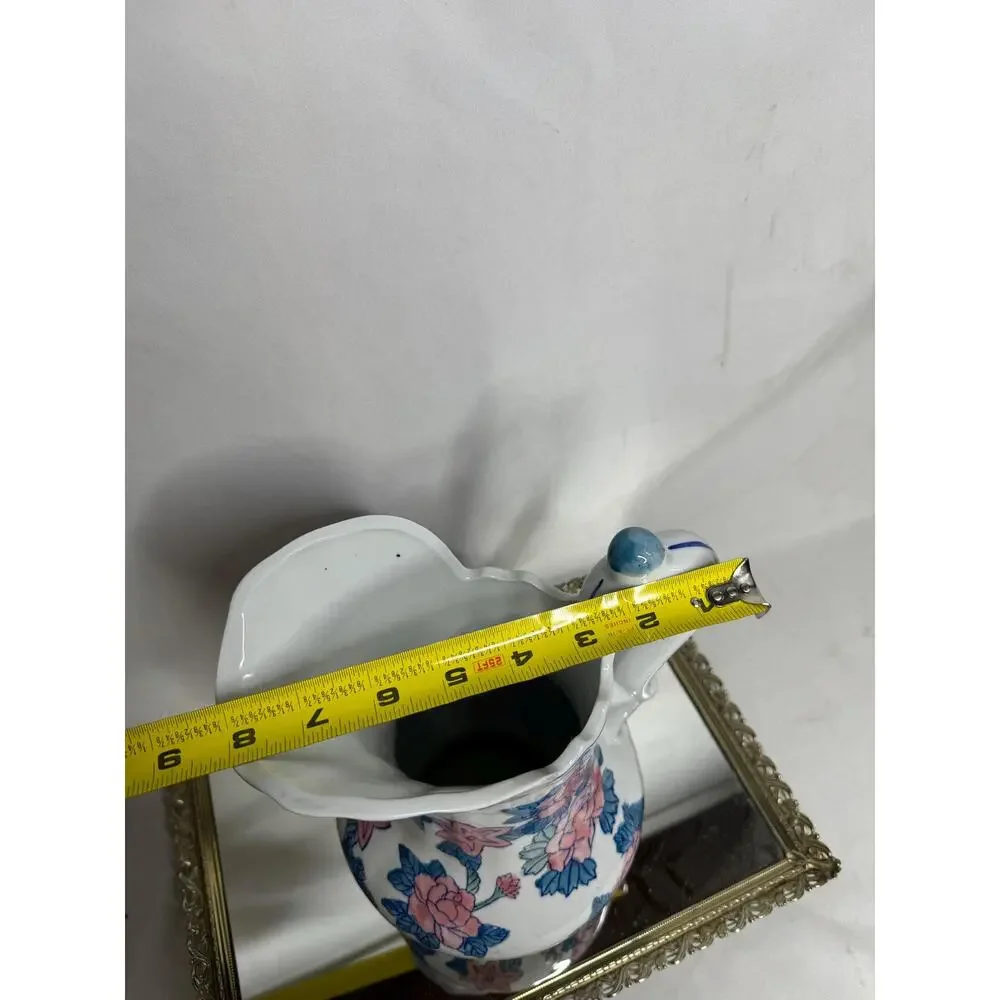 Chinese Export Extra Large Floral Wash Water Pitcher, Vintage Chinoiserie Chic - Picture 8 of 9